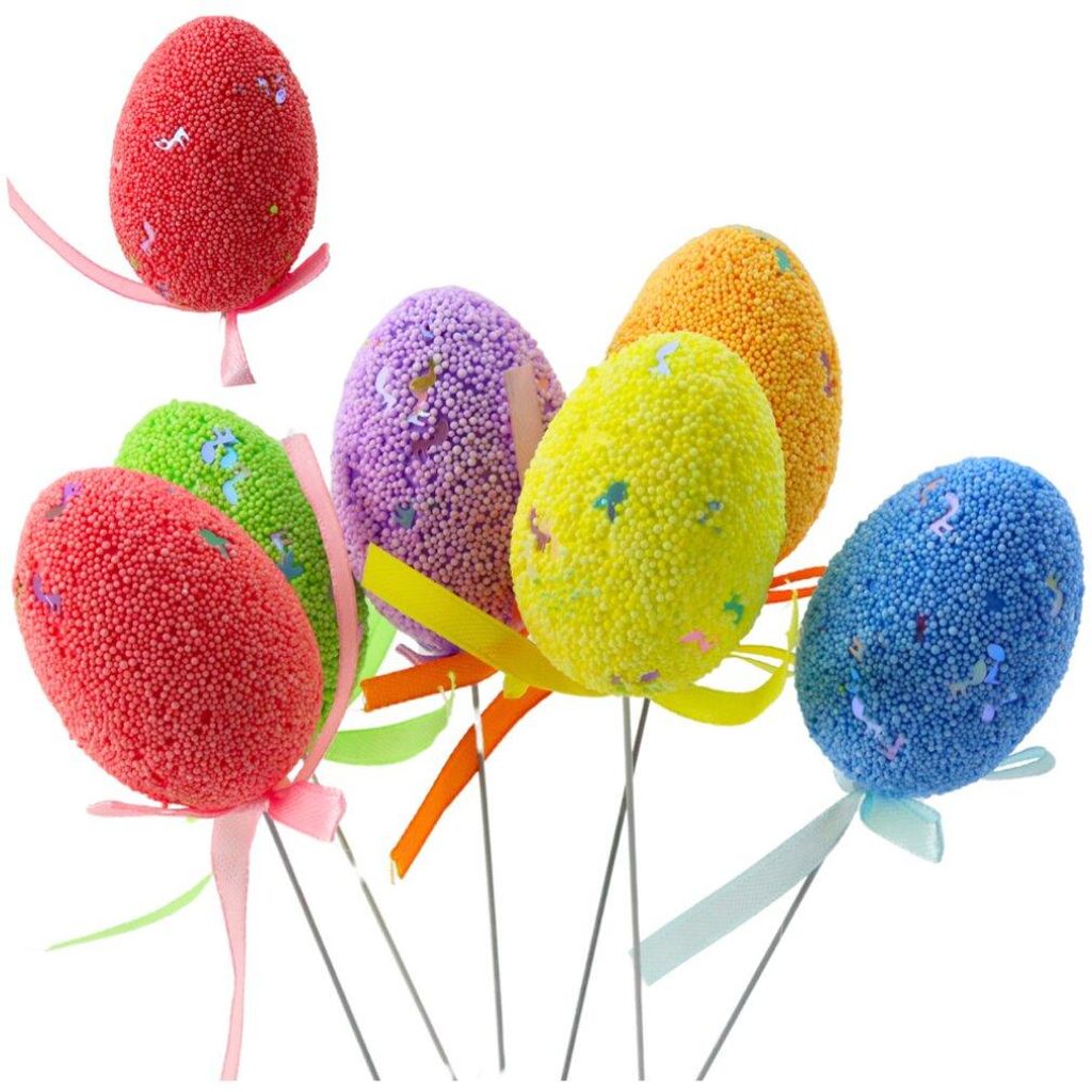 Ostereier auf Spießdraht, buntes Notizband, Dekoration, 6 Stück