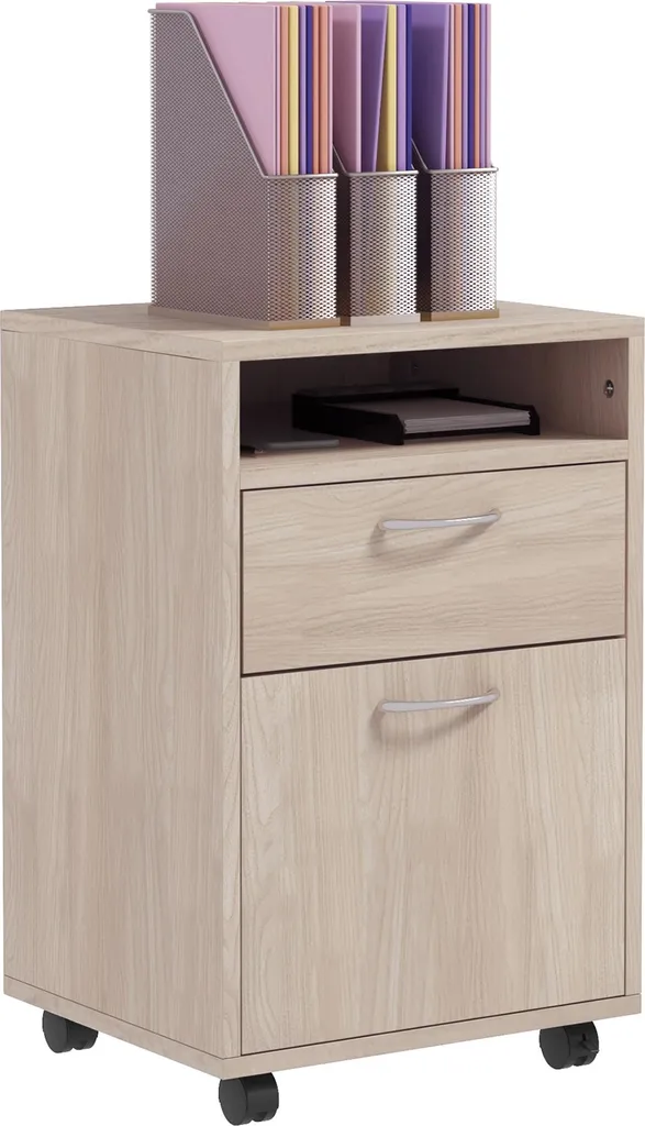 Rangement bureau anti-encombrement chêne mobile pour dossiers et docs