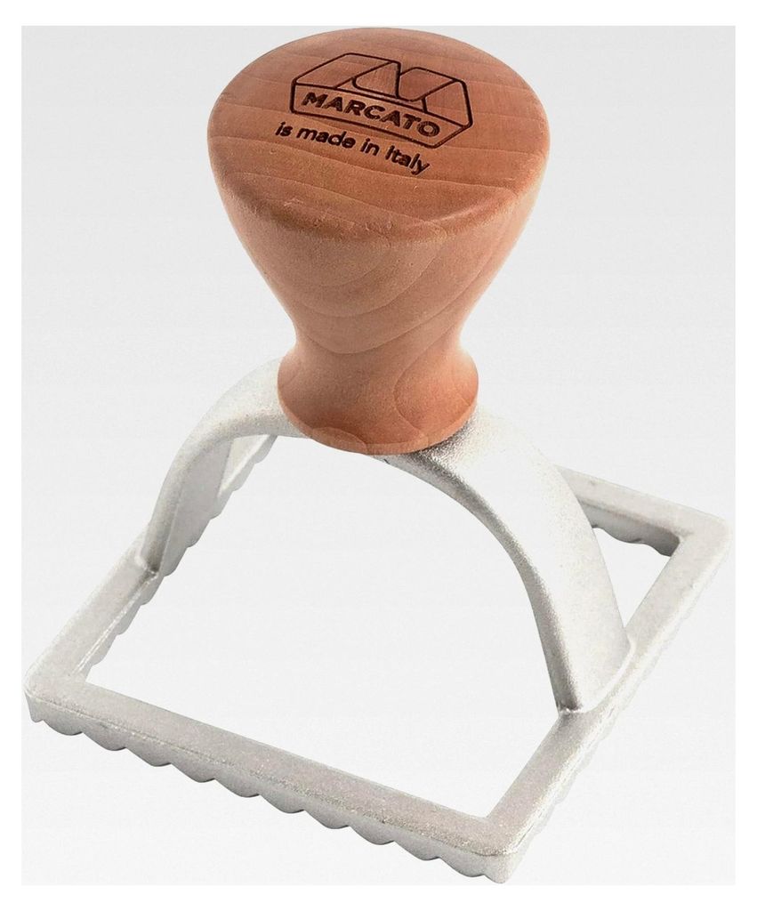 Ravioli- und Keks-Ausstecher, Ravioli-Maker, Ausstechformen, Massivholz und gegossenes Aluminium, hergestellt in Italien, 58 mm quadratischer Stempel