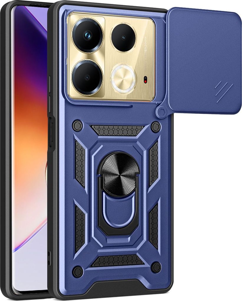 Hülle für Infinix Note 40 4G Magnetische Ring Ständer Halter Dia Kameraschutz TPU Bumper Silikon Schutzhülle Blau