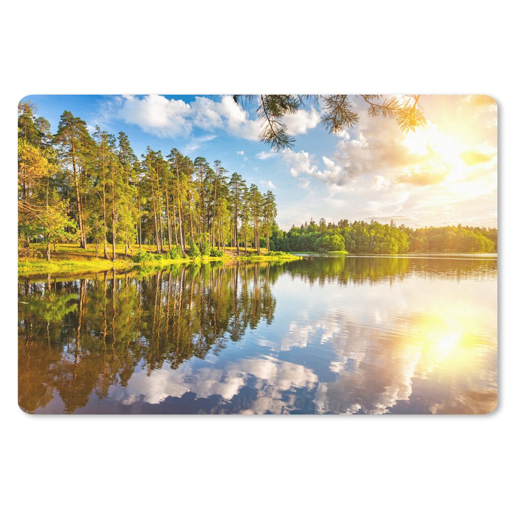 MuchoWow Schreibtischunterlage Sonne - Wasser - Bäume 60x40 cm - XXL Mauspad - Großes Mauspad