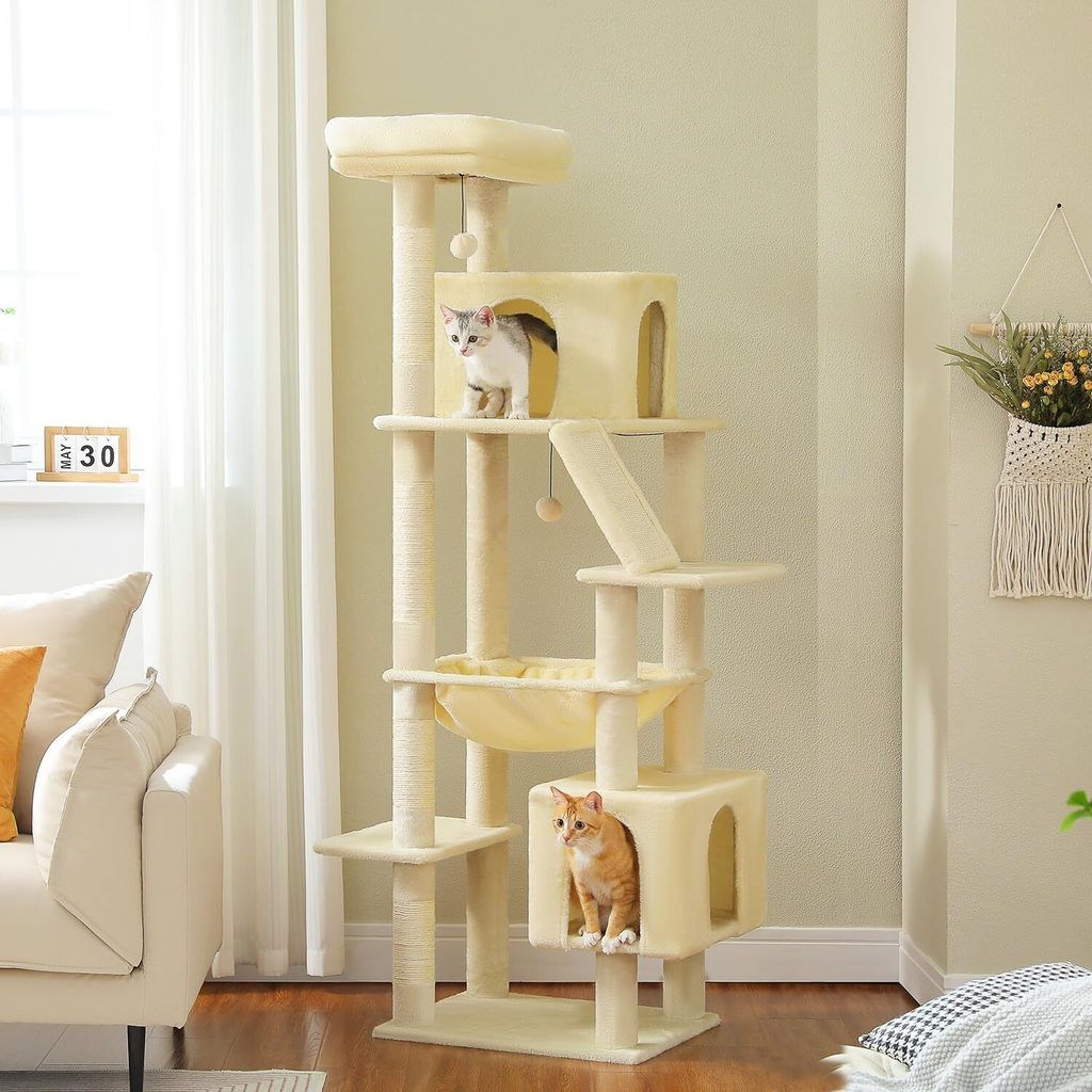 Purpurra Kratzbaum mit großer Höhlen und Hängematte, 143 cm/180 cm