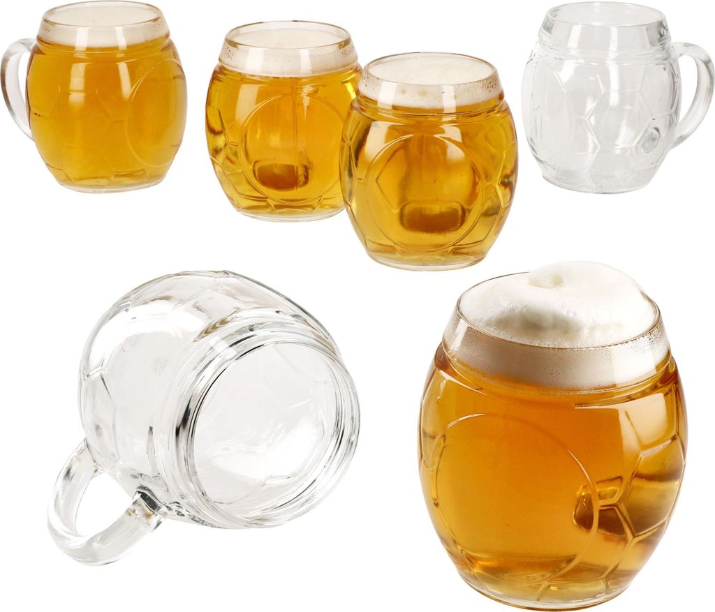 6x Fußball Biergläser 0,5L geeicht Ball-Relief 6 Personen Produktbild 