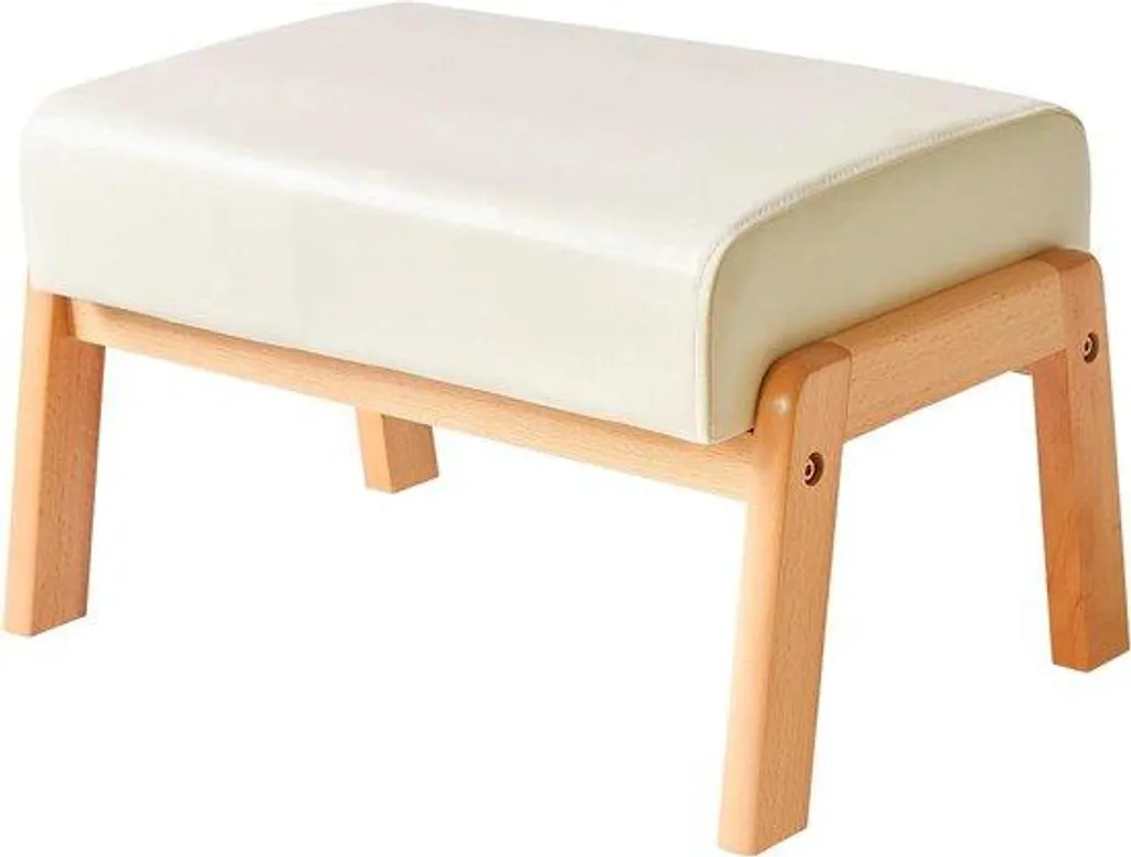 Repose-pieds rembourré blanc 102 cm avec assise confortable en simili PU