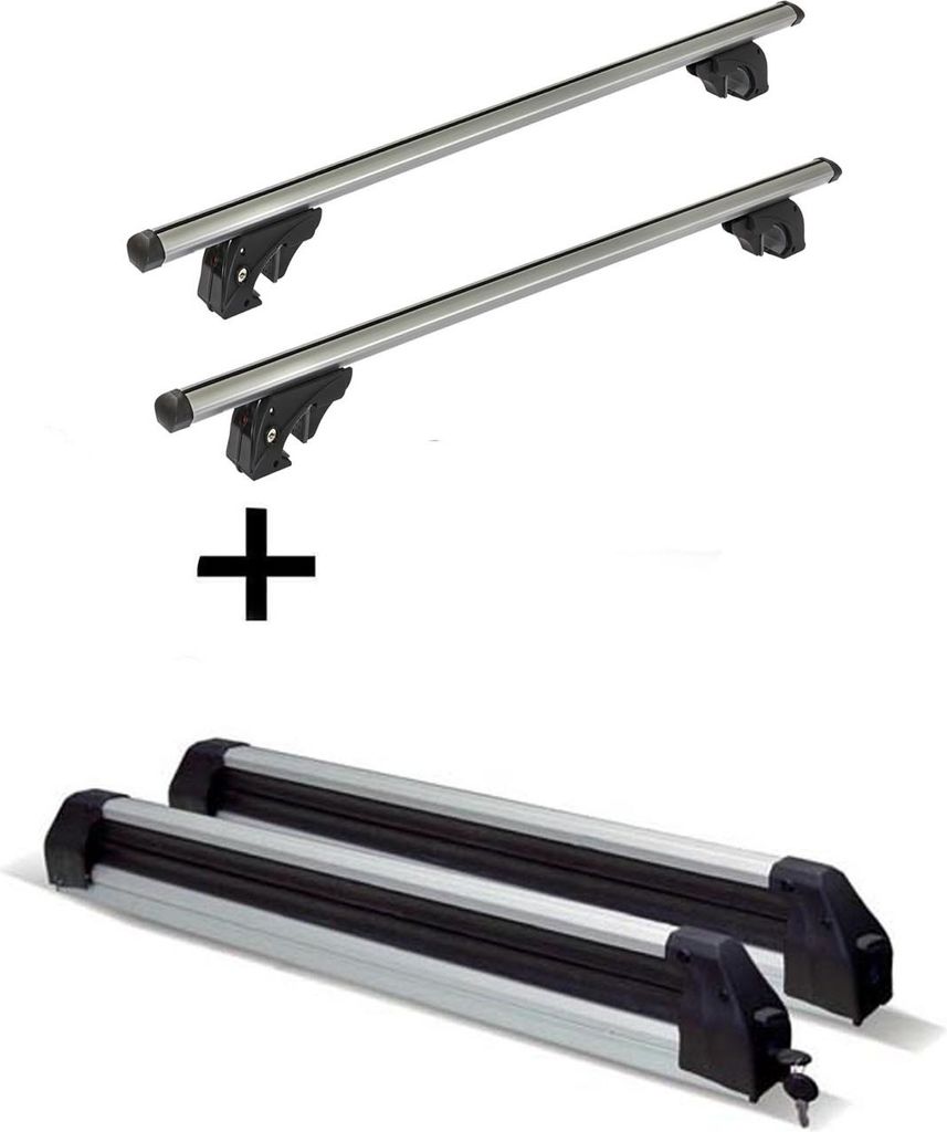Skiträger ausziehbar + Dachträger/Relingträger VDP LION1 kompatibel mit Mitsubishi Space Wagon (5 Türer) 84-98