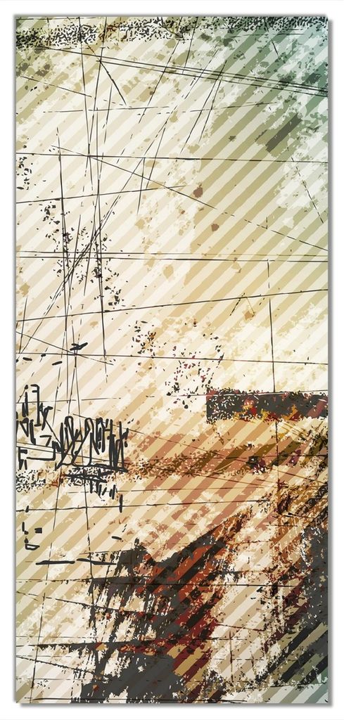 Wallario selbstklebende Türtapete 93 x 205 cm - Grunge Stil Streifen Schrift und Muster - Abwischbar, rückstandsfrei zu entfernen