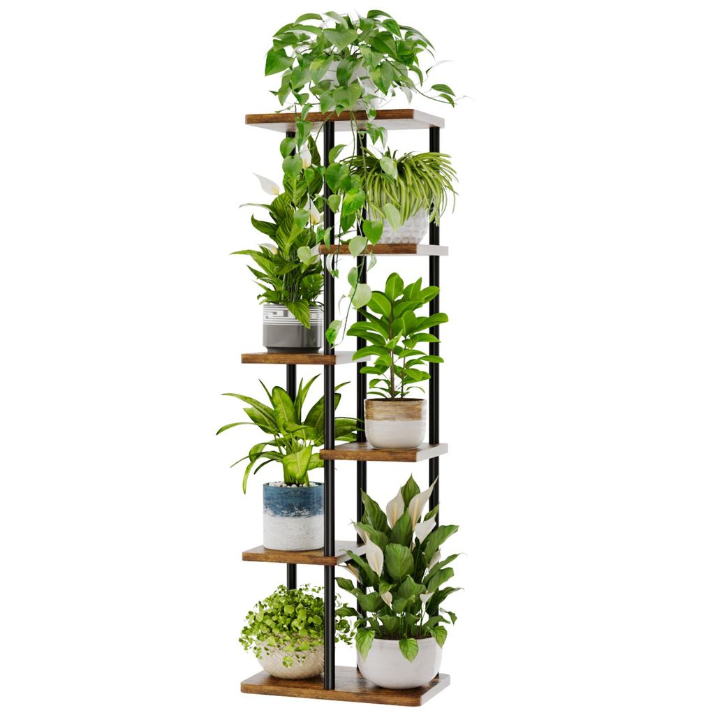 Bamworld Großes Innenpflanzenständer, 6 Stufen, Metallpflanzenregal, Pflanzenhalter, Pflanzenregal für mehrere Pflanzen, Töpfe für Terrasse, G...