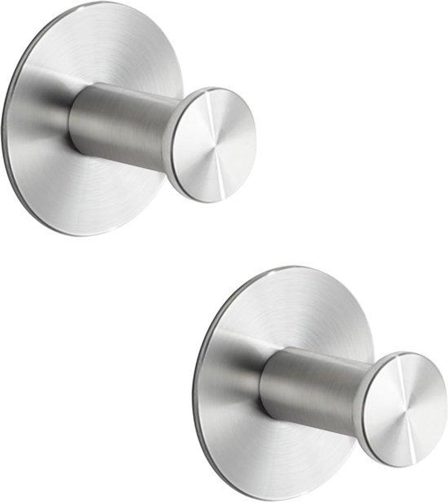 2 Stuks Wandhaken aus Edelstahl - Selbstklebend - ohne Bohren - für Bad, WC, Küche, Eingang