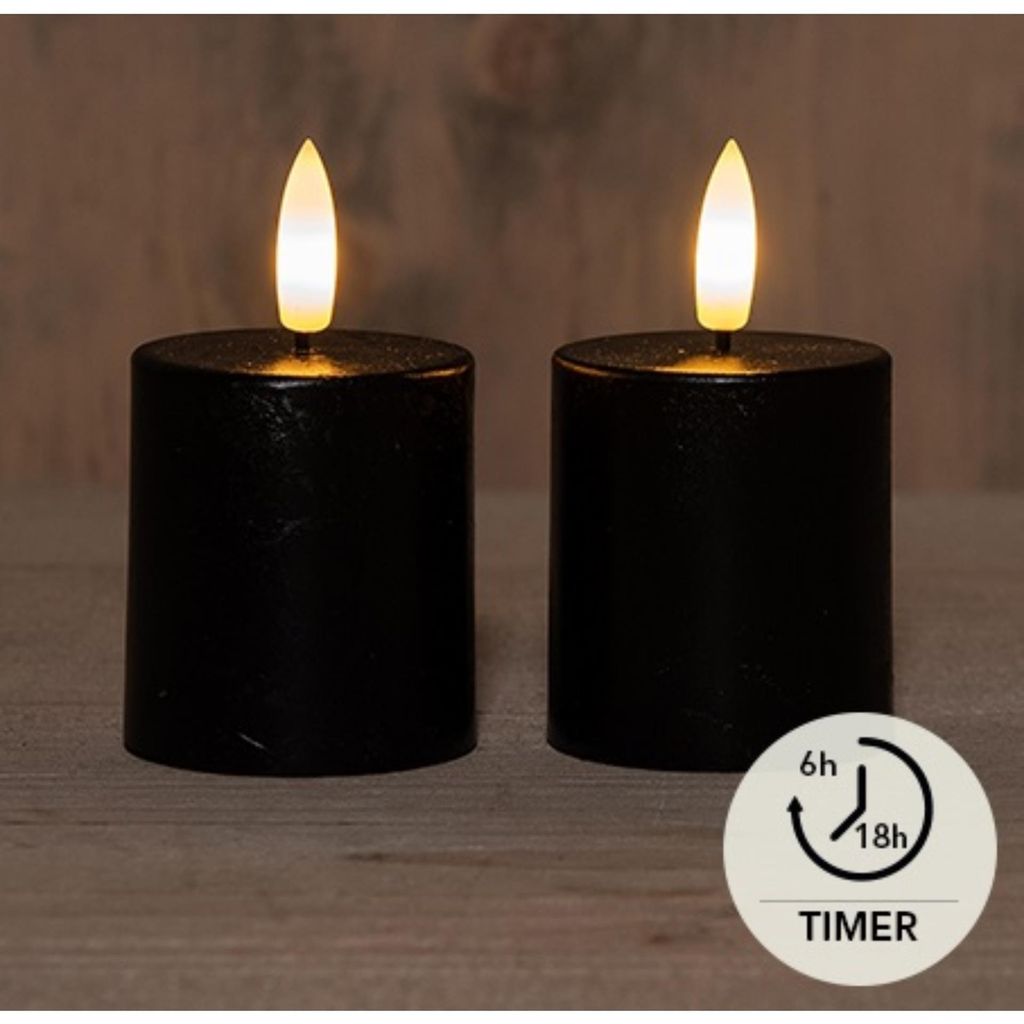 Coen Bakker Świece LED z timerem czarne zestaw 2 4,5x8cm Zdjęcie produktu 