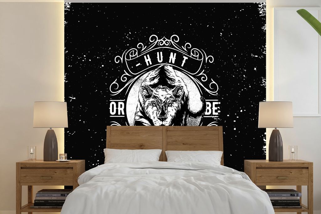 MuchoWow Fototapete für Wohnzimmer oder Schlafzimmer Wandtapete Vinyl Motivtapete Jahrgang - Tiger - Design - 350x350 cm - Schlafzimmertapete