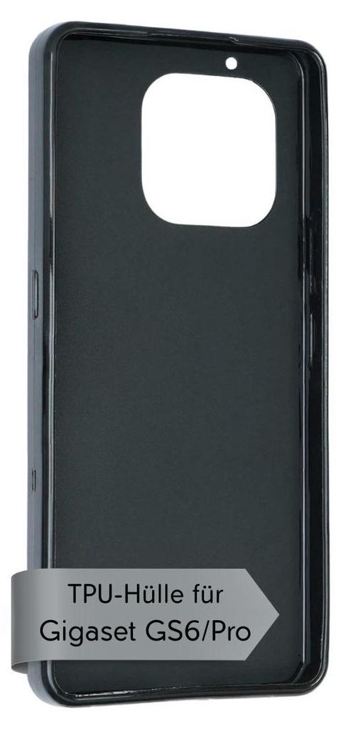A black TPU phone case shown from the inside, with a text overlay indicating compatibility.