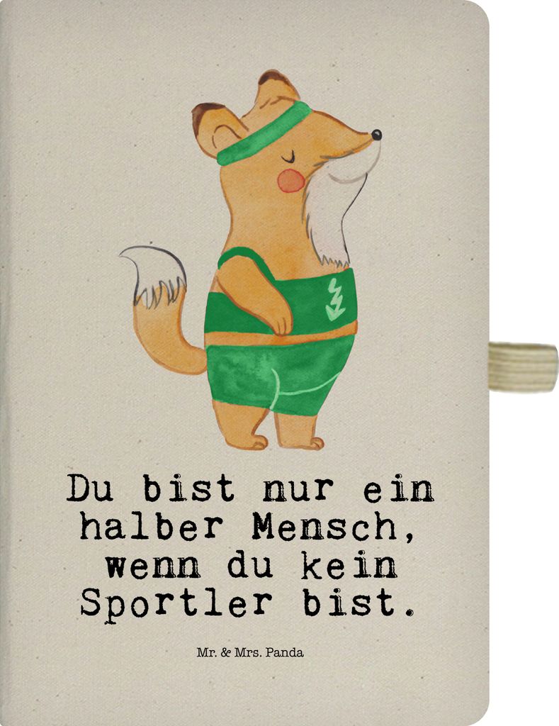 Mr. & Mrs. Panda Notizbuch DIN A5 Sportler Herz - Transparent - Geschenk, Tagebuch, Reisetagebuch, Kladde, Adressbuch, Hardcover
