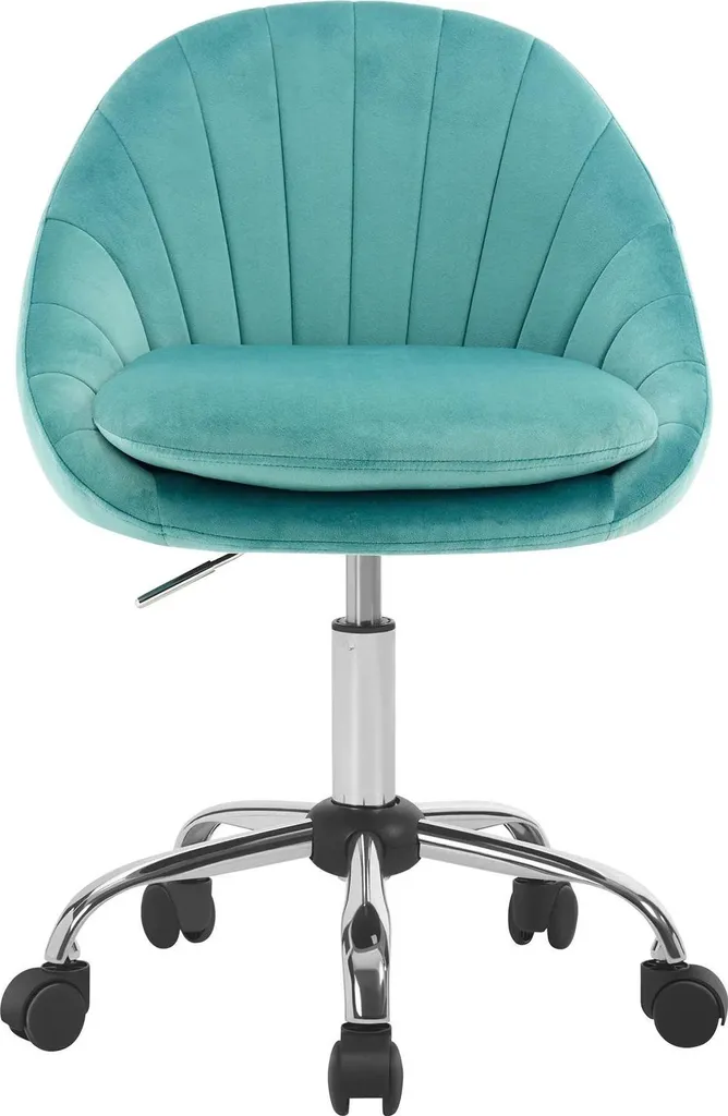 Fauteuil de maquillage et coiffeuse en velours bleu turquoise