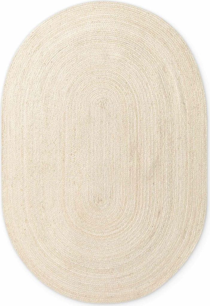 160x230 ovale cm Pièce tapis Jute Tressé 106007 Ivoire Image du produit 