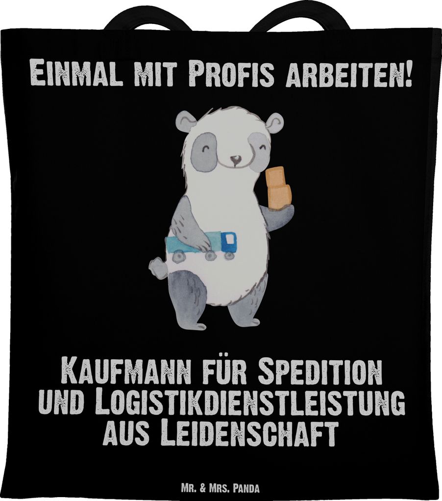 Mr. & Mrs. Panda Tote Bag Kaufmann für Spedition und Logistikdienstleistung Leidenschaft - Schwarz - Geschenk, Spruch, canvas tasche, Laptoptasche...