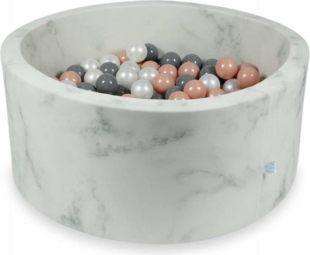 Trockenbecken 90x40 Marmor mit 300 Bällen: Roségold, Grau, Perlmutt
