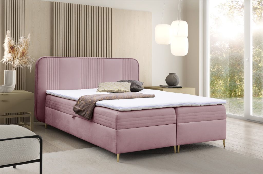 Boxspringbett Schlafzimmerbett ALIZE 120x200cm Stoff Fresh Altrosa