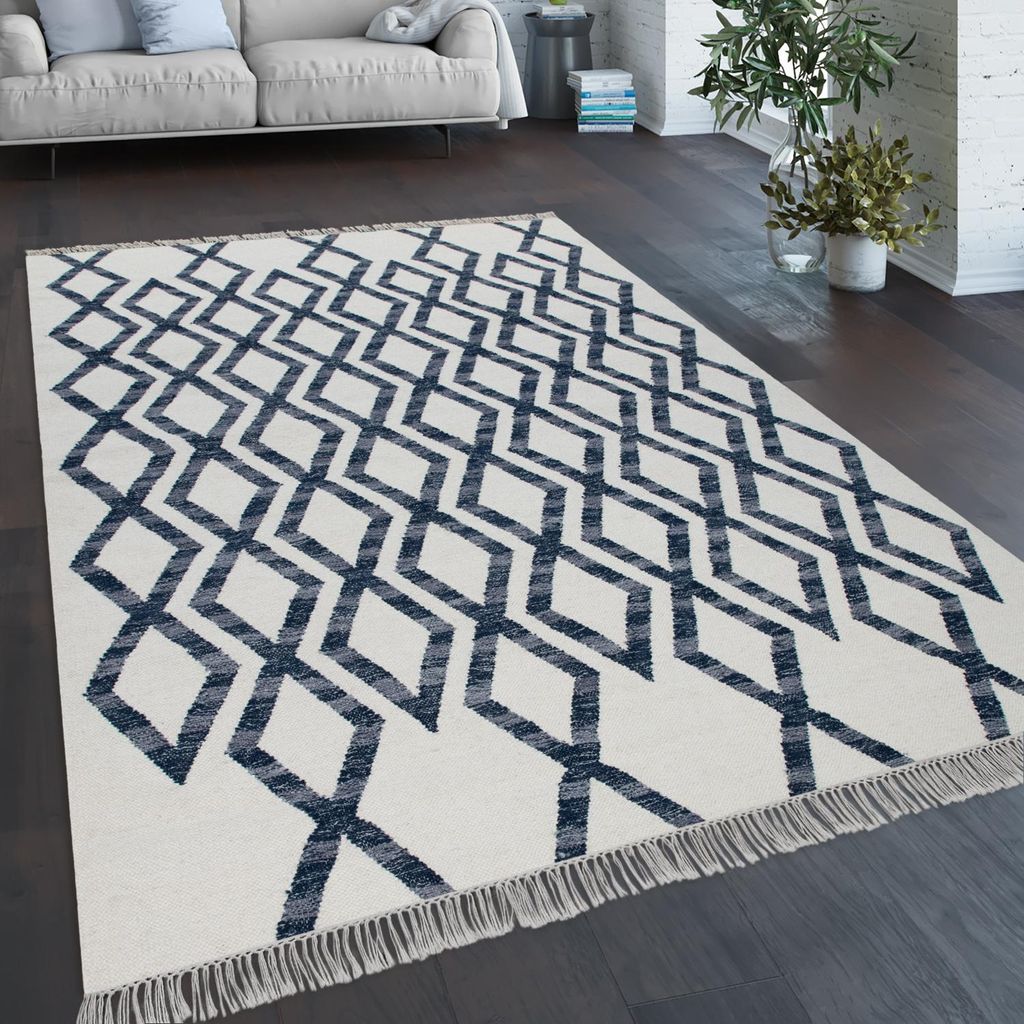Teppich Wohnzimmer Boho Stil Fransen Handgewebt Produktbild 