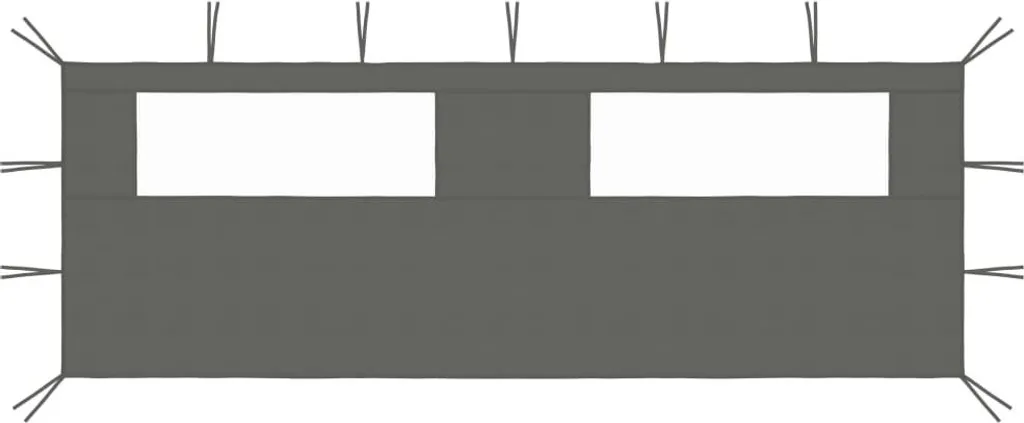 Panneau de belvédère anthracite 6x2 m avec 3 fenêtres en PVC résistant