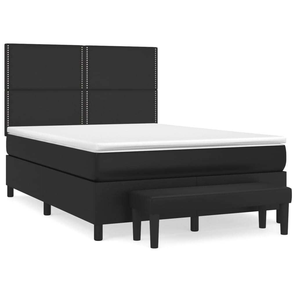 (Robust Möbel)Boxspringbett Modernes/Doppelbett - Polsterbett Erwachsene/r /Kind - mit Matratze Schwarz 140x190cm Kunstleder - Klassische Bett...