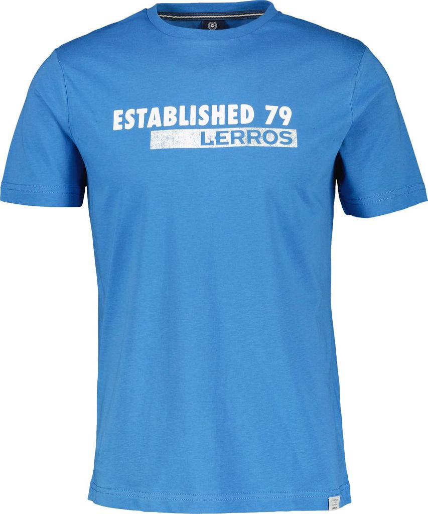 LERROS Herren T-Shirt mit klassischem Rundhals und Logoprint auf der Brust