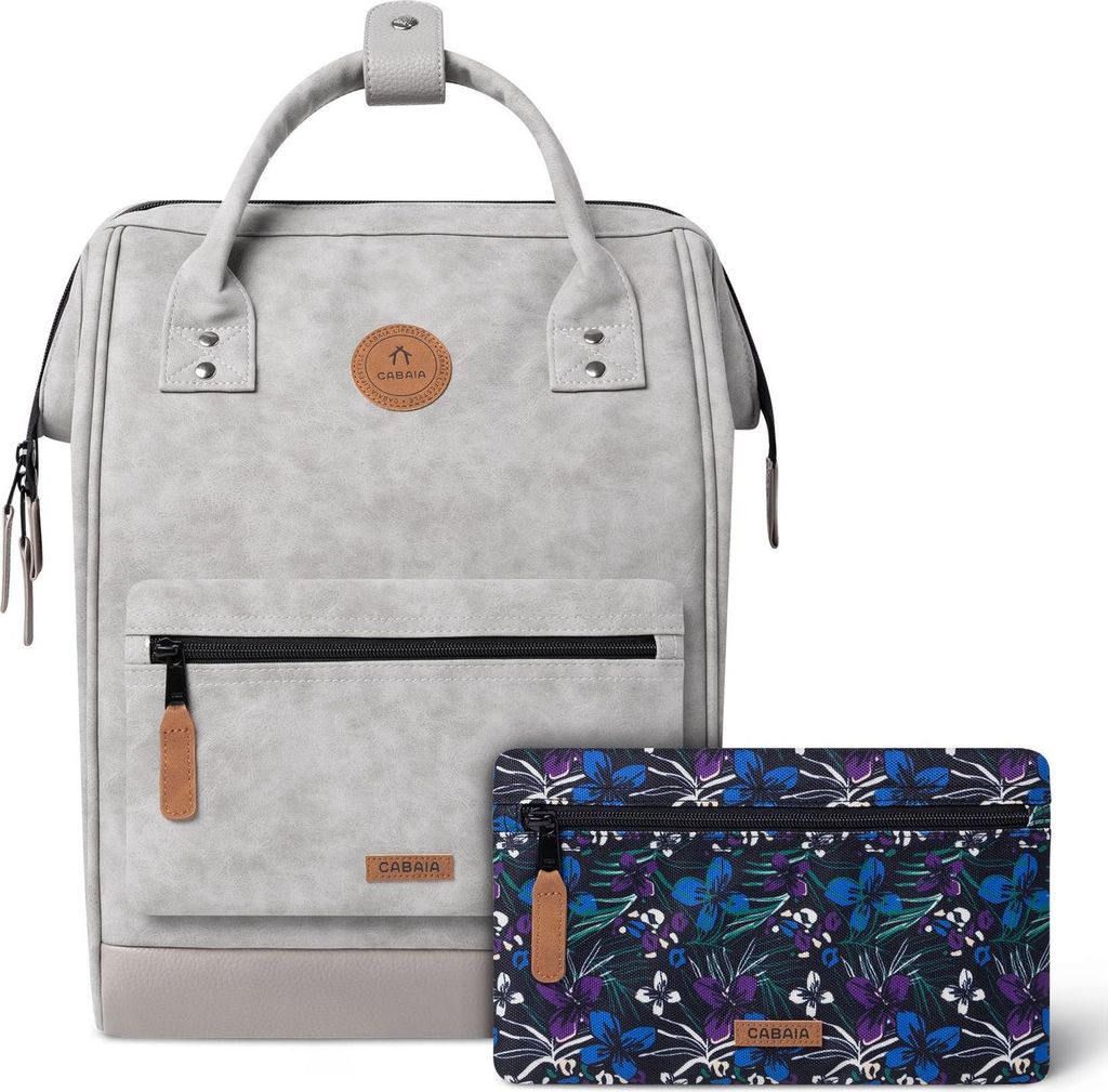 CABAIA Freizeitrucksack Rucksack mit Laptopfach Adventurer Vegan Nubuck Backpack 18L Reims grau