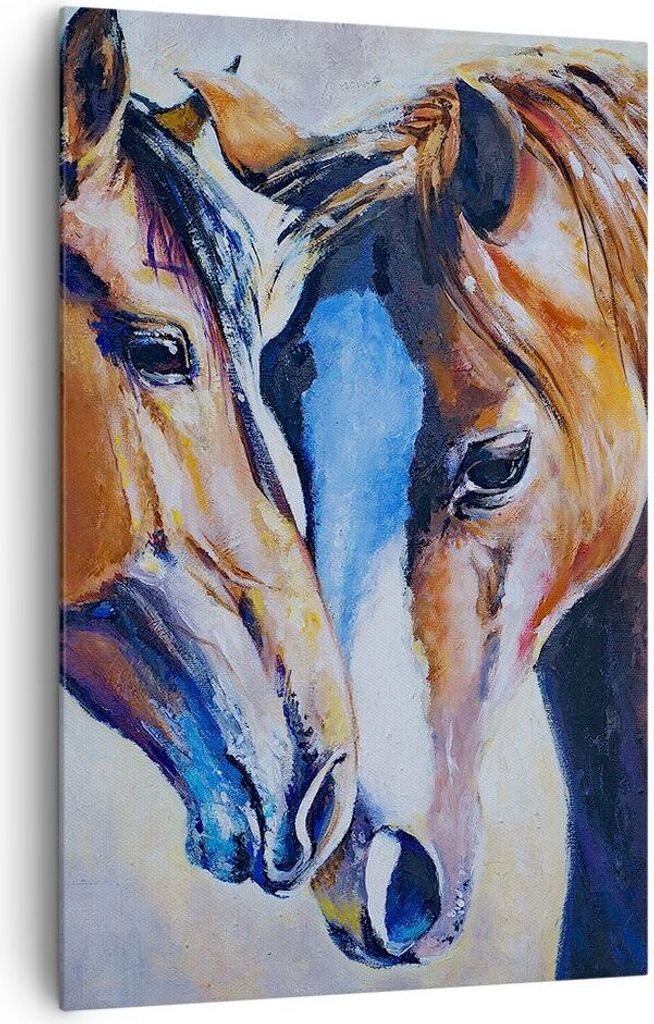 Bild auf Leinwand - Leinwandbild - Einteilig - Pferd Tier Bindung - 80x120cm - Wand Bild - Wanddeko - Wandbilder - Leinwanddruck - Wanddekoration -...
