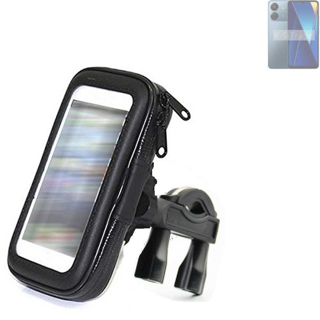 K-S-Trade Fahrrad-Halterung kompatibel mit Xiaomi POCO C65 Handy-Halterung Halter Lenkstange Fahrradhalterung Motorrad Bike Mount Wasserabweisend