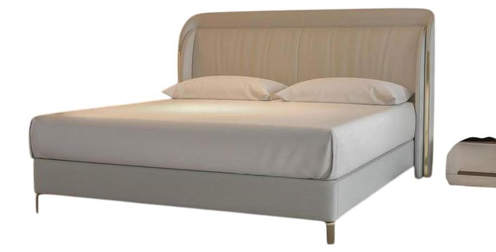 Elegantes Beiges Textilbett Stilvolle Schlafzimmer Betten Edle Möbel