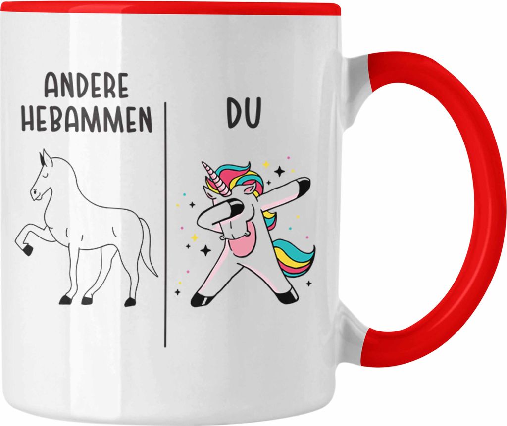 Trendation - Best Hebamme Tasse Spruch Geschenk Dankeschön Hebamme Danke (Rot)