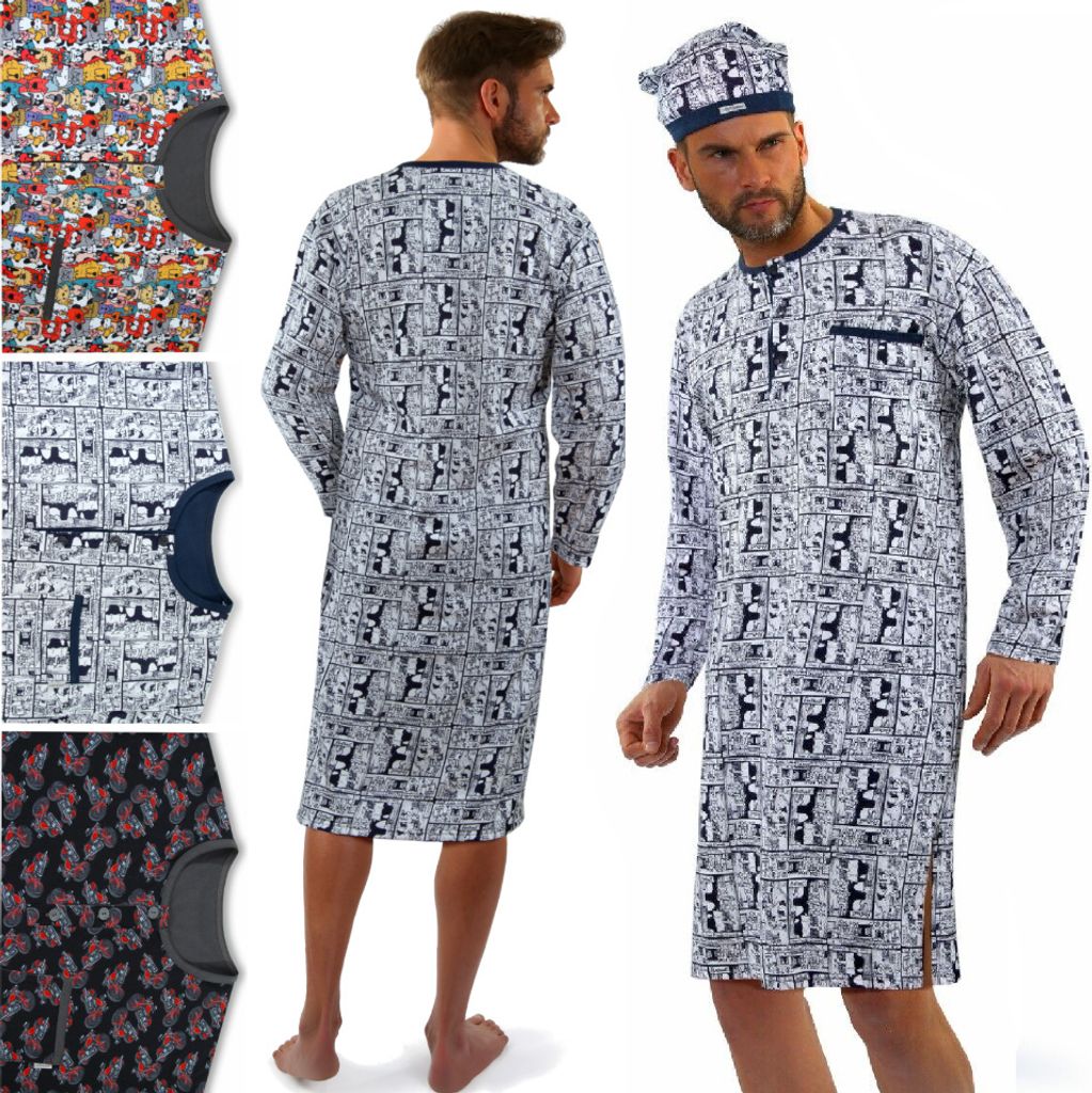 Kvysinly Herren Nachthemd Lang Mit Mütze - Karierter Pyjama Bademantel