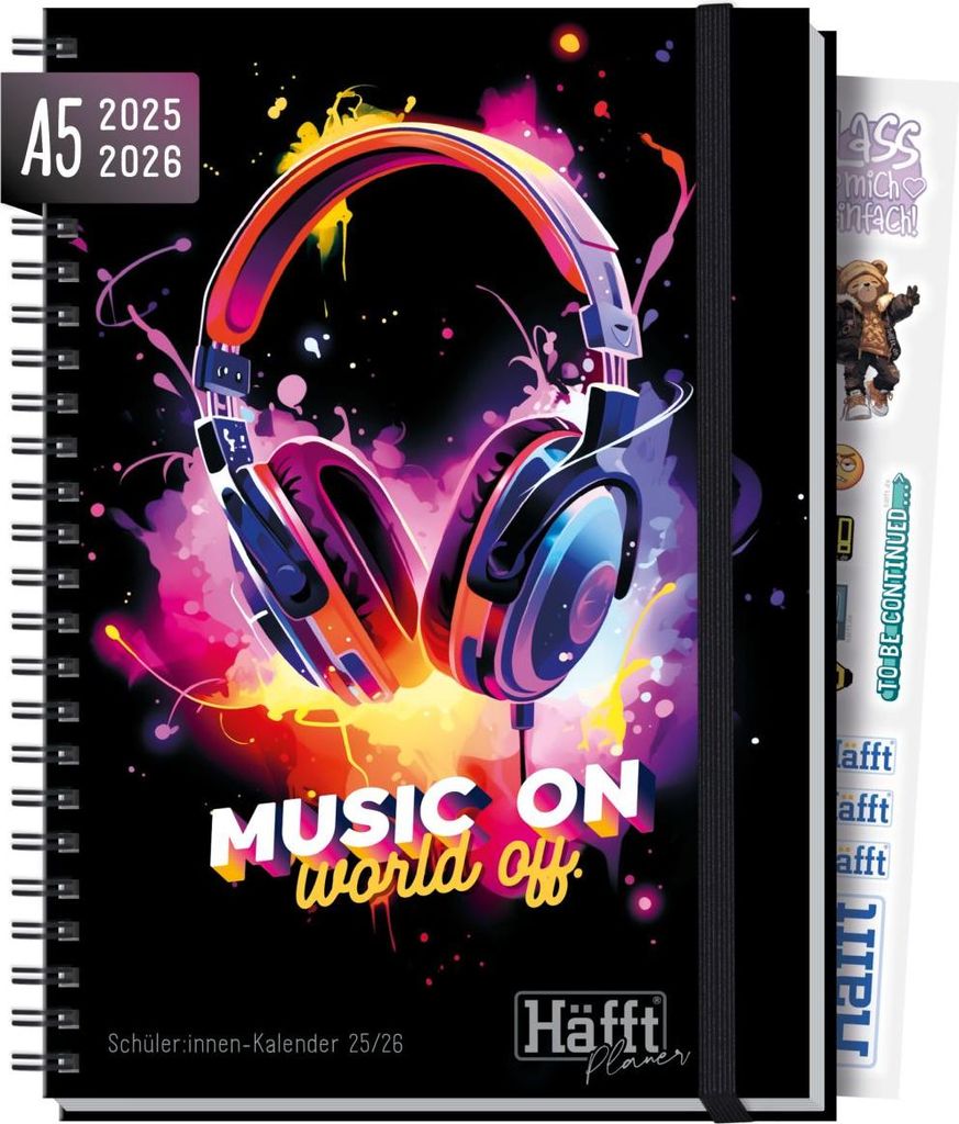 Häfft PLANER 2025/2026 / Premium - Schüler-Kalender / Music on