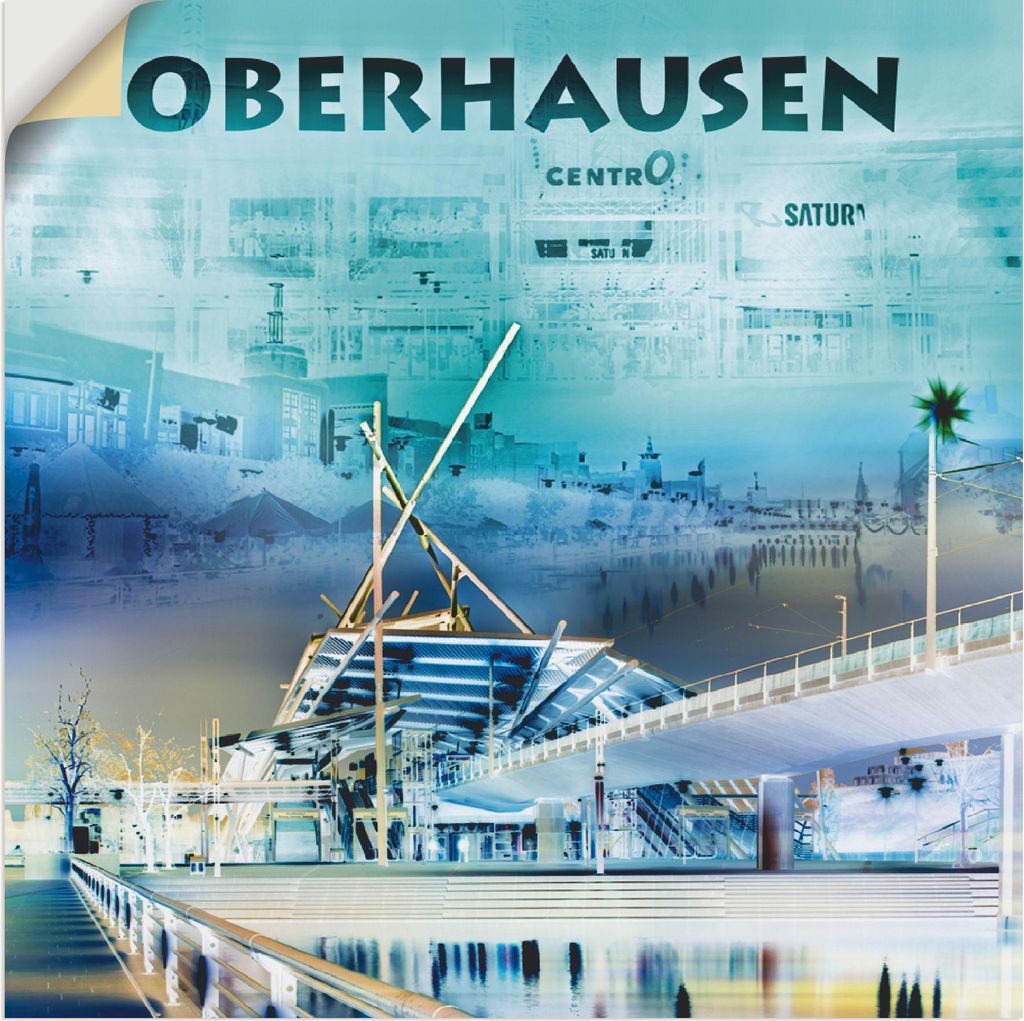 ARTland Wandbild, selbstklebend Oberhausen Skyline Abstrakte Collage Größe: 50x50 cm