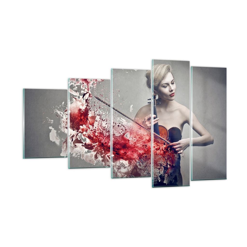 Bilder auf glas - Frau Violine Musik Instrument - 100x60cm - Glasbilder - Wandbilder - Kunstdruck - zum Aufhängen bereit - Wanddekoration aus Glas...