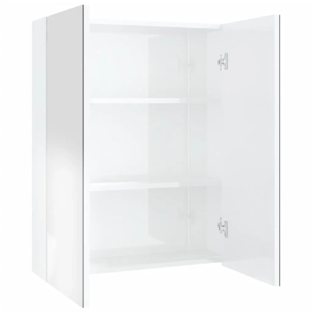 vidaXL Armadio a specchio per bagno 60x15x75 cm MDF Bianco lucido