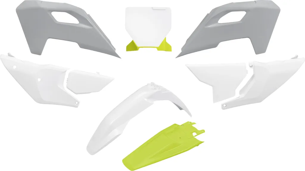 Kit carénage UFO Plast 9 pièces pour Husqvarna FC FX 2023-2024 Blanc Gris