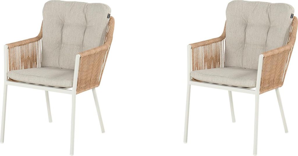 Hartman Cairo Twisted Wicker Dining Stuhl mit weißem Gestell inkl. Sitz- und Rückenkissen