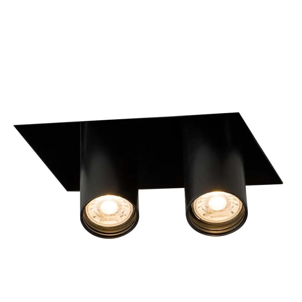 Spot encastrable double rectangulaire noir avec tubes orientables