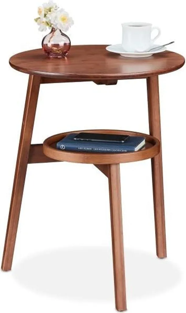 Tavolino Rotondo 2 Ripiani in Rovere Chiaro - Stile Scandinavo