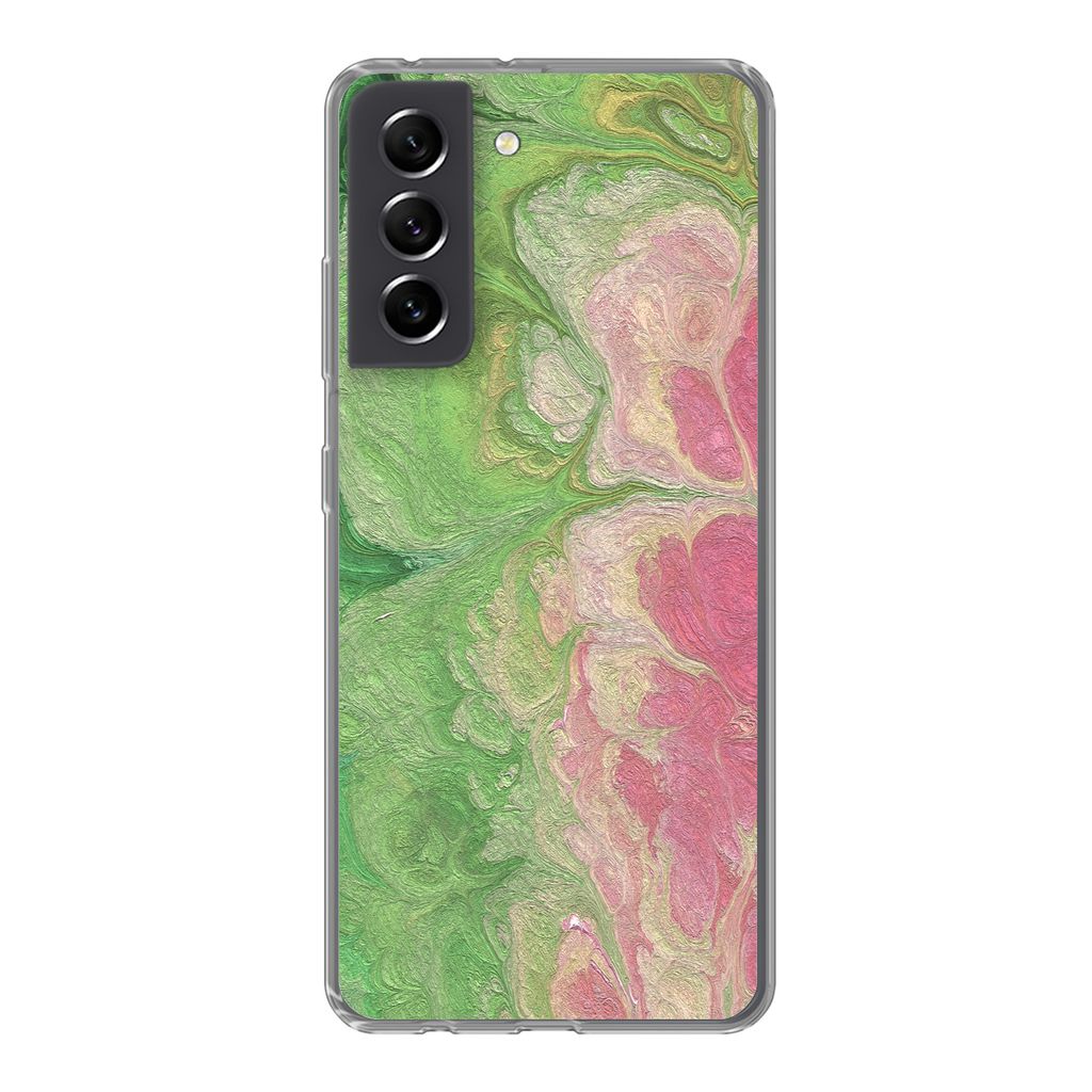 MuchoWow Handyhülle Schutzhülle Hülle für Samsung Galaxy S21 FE Farbe - Kunst - Psychedelisch Silikon Softcase Handy Hülle - Mobiltelefonhülle