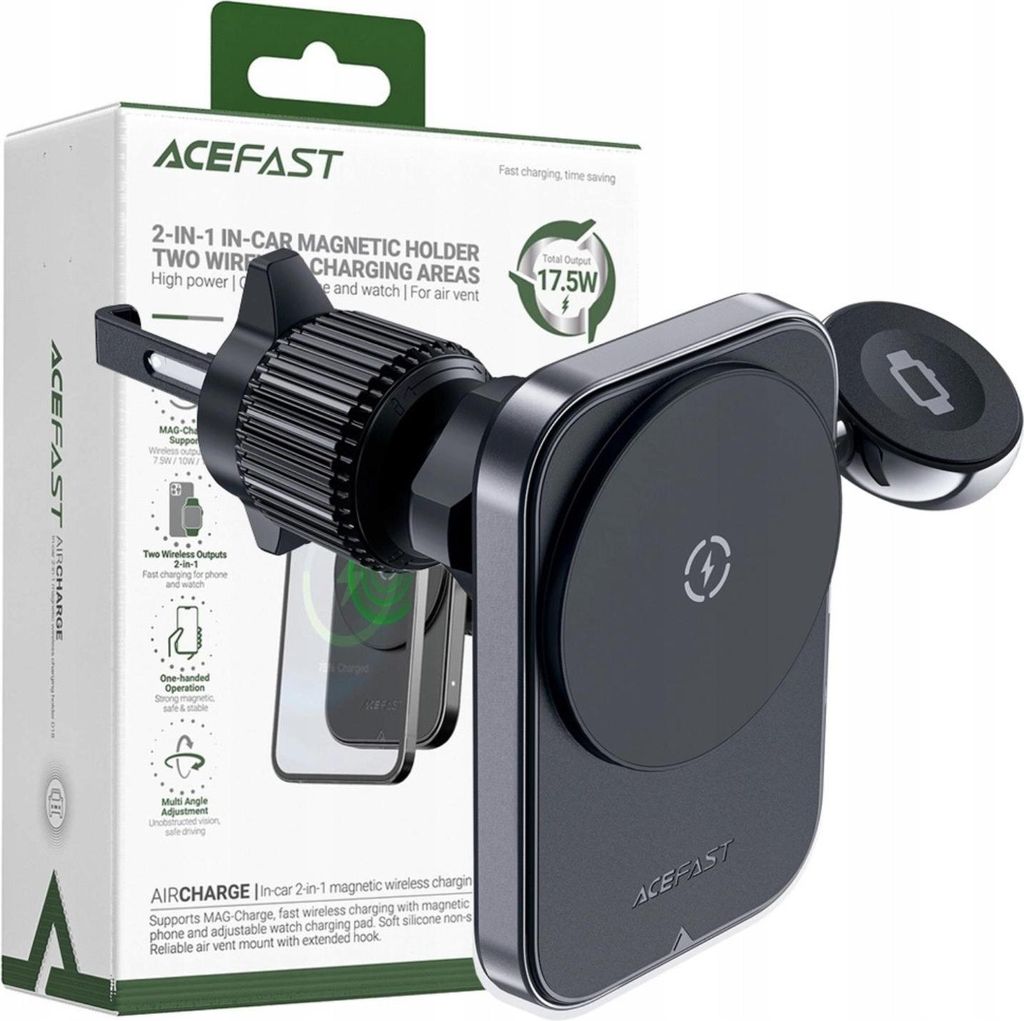 Acefast D18 Car Holder avec chargeur inductif Magsafe / Qi Image du produit 