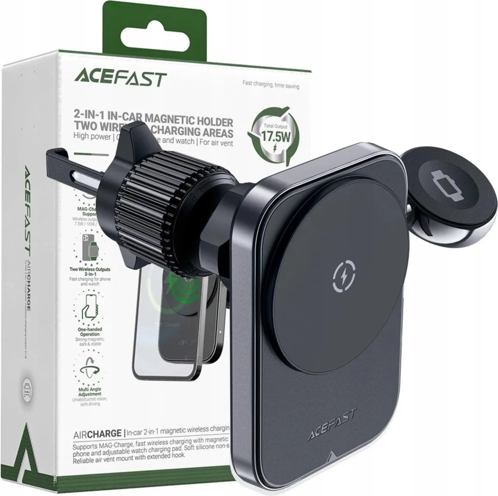 Caricatore Auto Wireless Acefast D18: MagSafe 15W e Qi per iPhone