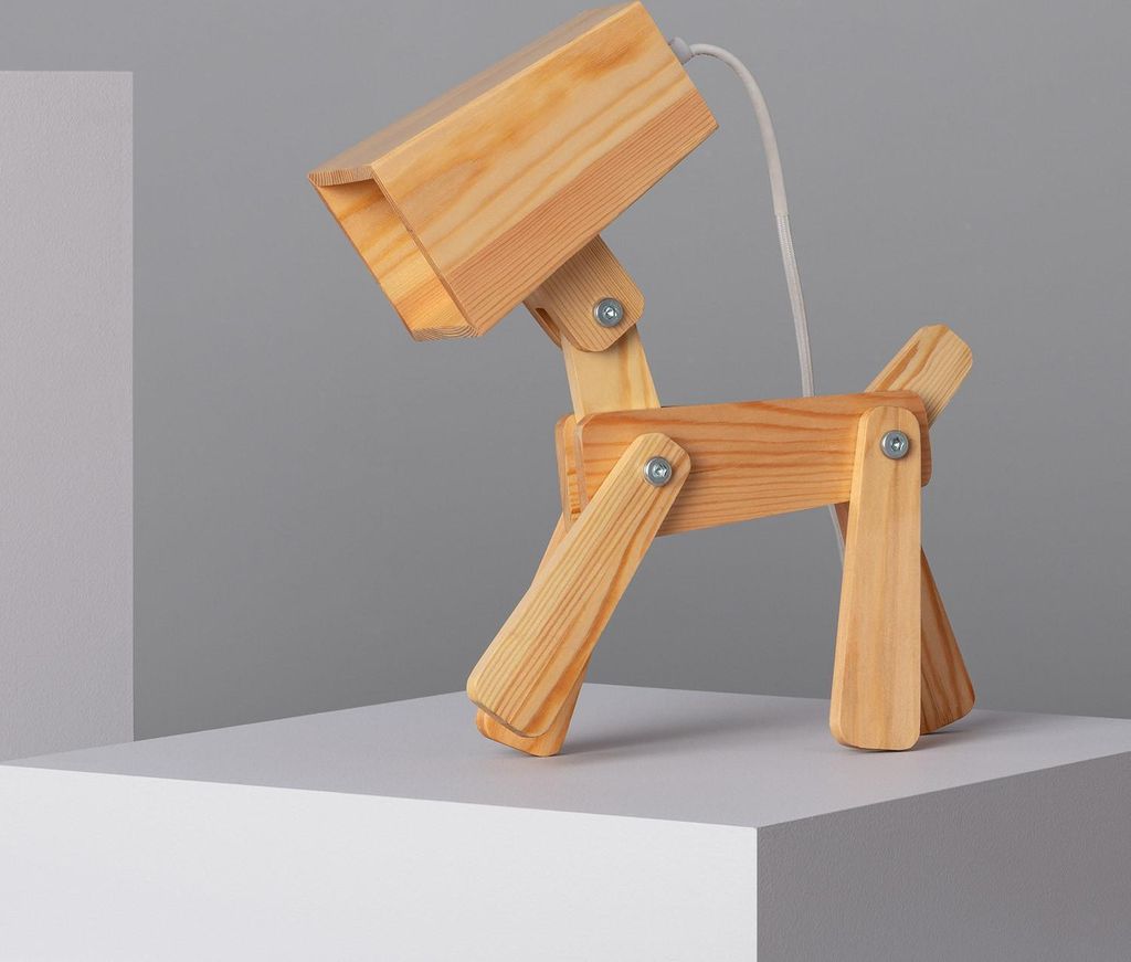 Kinder-Tischleuchte aus Holz Coba Doggi Natürlich