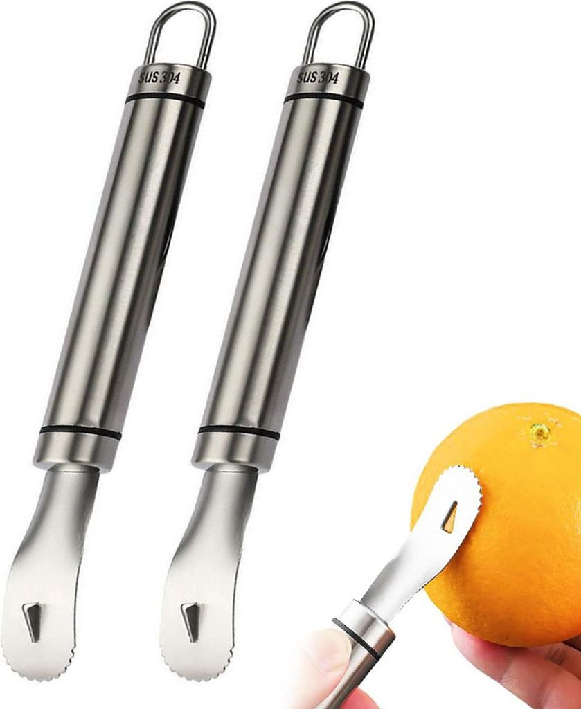 2er Set Zitrusfrucht Schäler aus Edelstahl, Orangenschäler – Orangen- & Grapefruitschäler