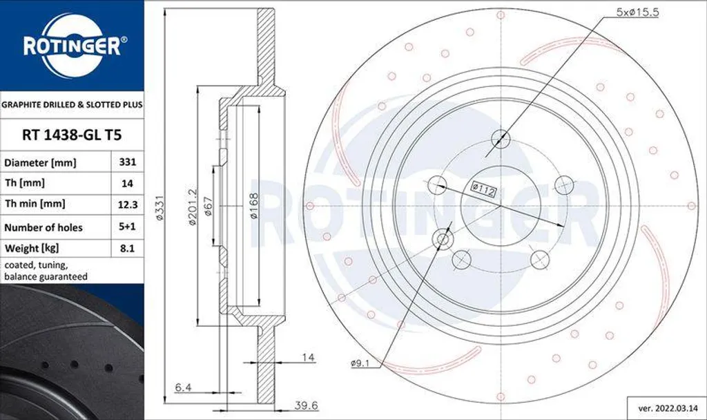 Disque de frein pour entretien Mercedes Classe M OE 1634230012