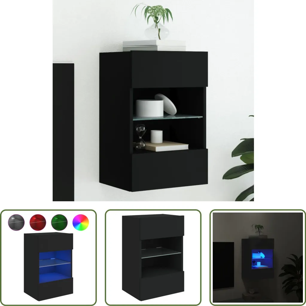 The Living Store Mobile TV a parete con luci LED nero 40x30x60,5 cm