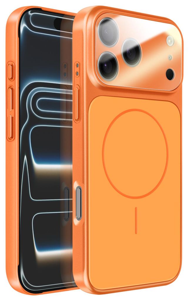 Avizar, MagSafe harte Schutzhülle mit Kamera-Schutzglas für iPhone 17 Pro, Orange