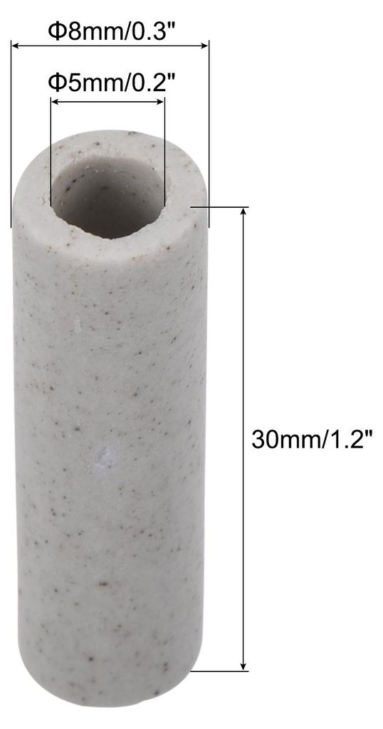 50 Stš¹ck Einlochzylinder Keramikrohr 5mm Innendurchmesser, 8mm Au?endurchmesser, 30mm L?nge Keramik Rohr fš¹r Kabel Isolierung Kabelmanagement...