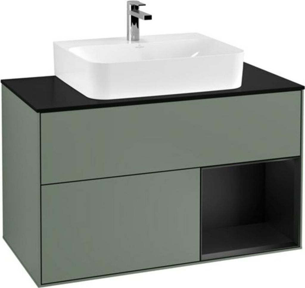 V&B Waschtischunterschrank Finion 100, Pl b m, Rg re bla m Lac, Oli. m Lac