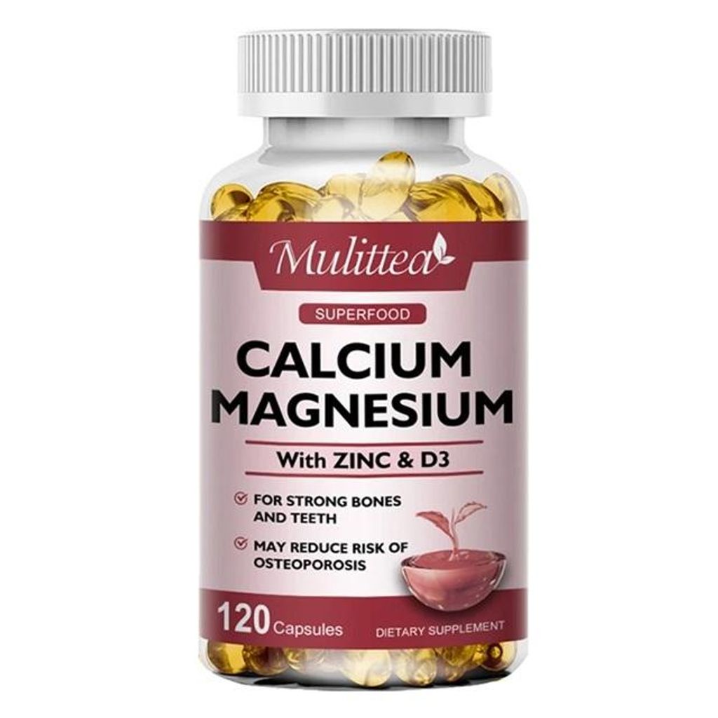 Calcium Magnesium + Zinc & D3 (120 Kapseln) Nahrungsergänzungsmittel, Knochen, Gelenke, Muskeln, Zähne, Nerven